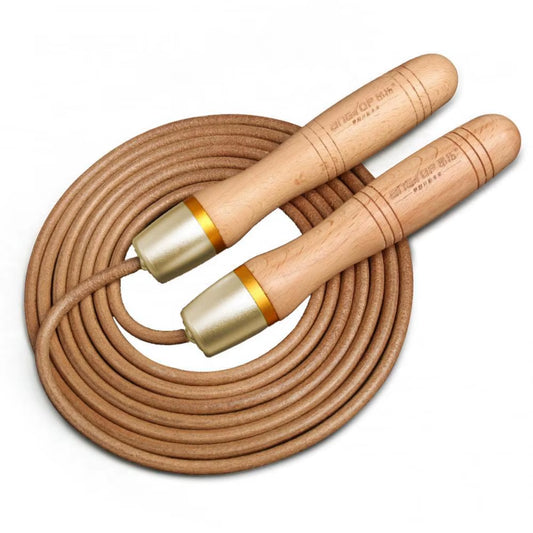 Adjustable Jump Rope Rope Universal Metal Bearing Wooden Handle Adult Faux Leather Jump Rope